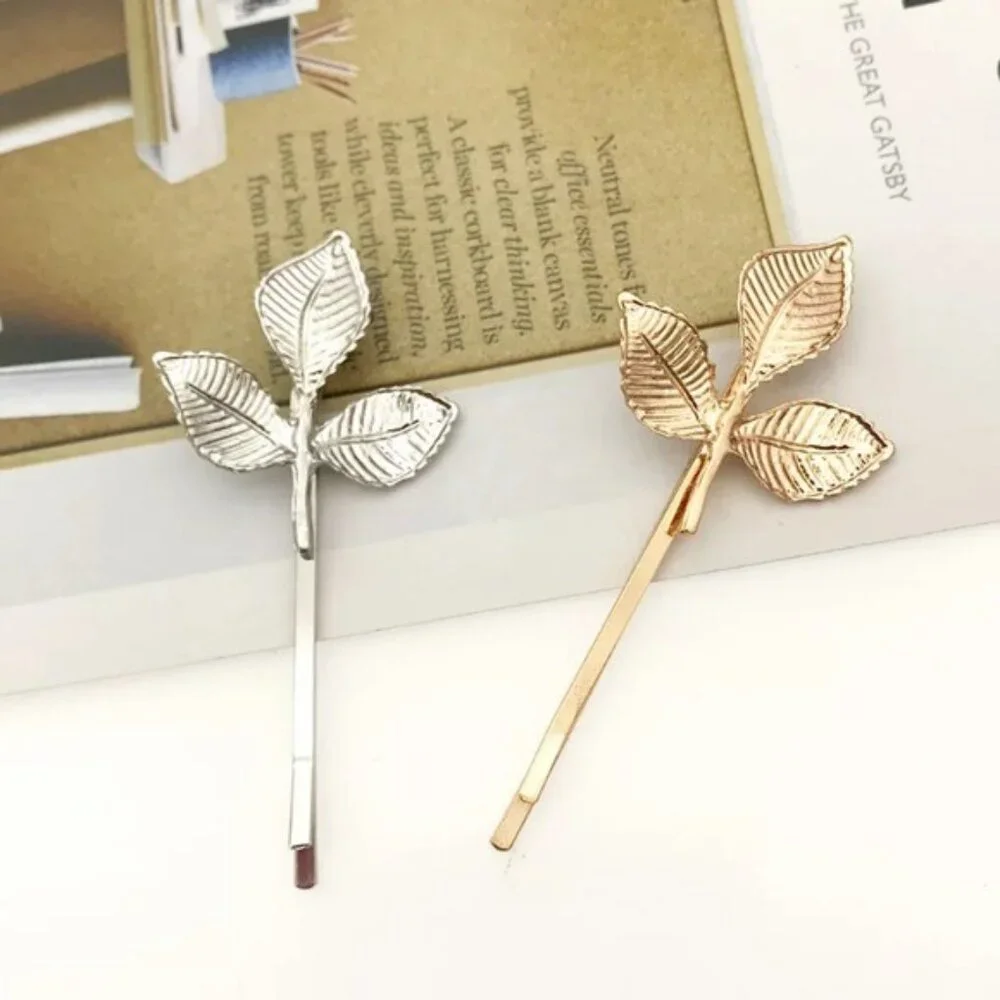 “Aveline” Beautiful 3-Leaf Boho Gold Hair Clips